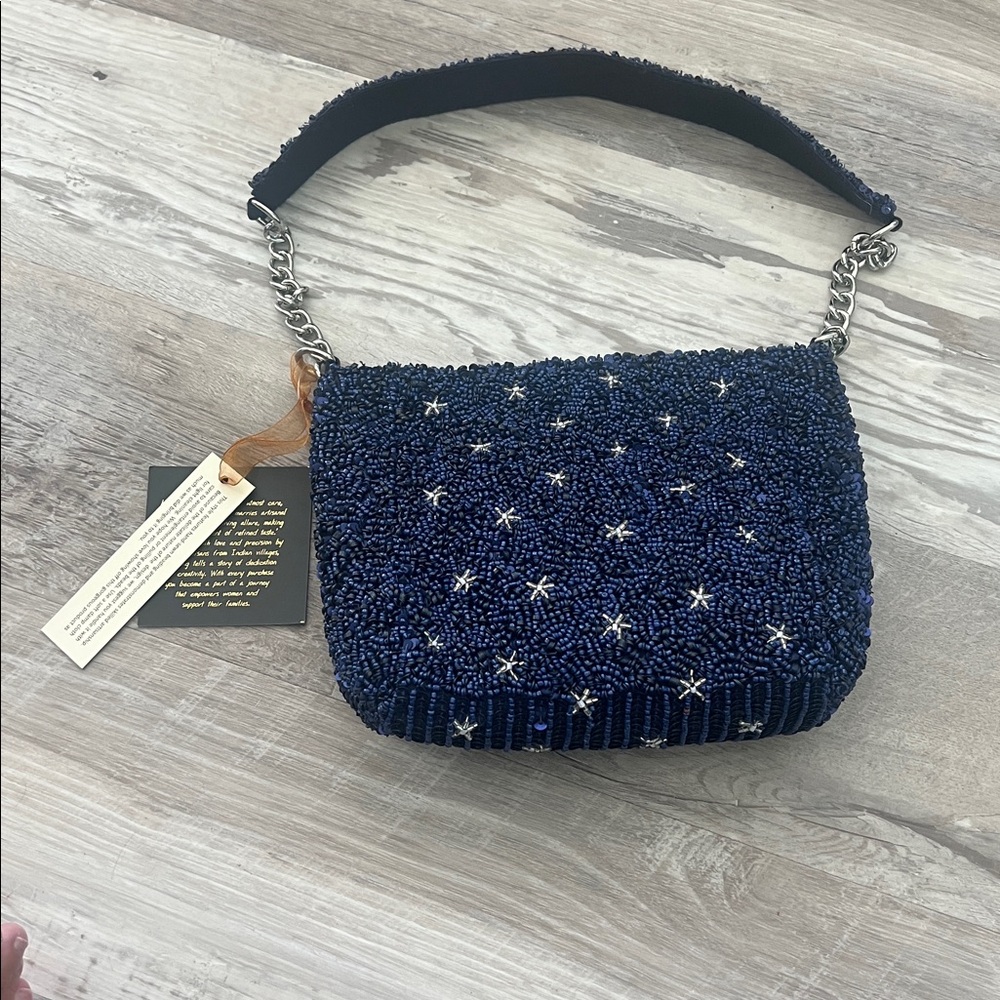 Go Team Game Blue Beaded Purse with Stars - Picture 6 of 8